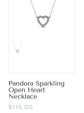 Pandora Silver Open Heart Necklace with Clear Stones